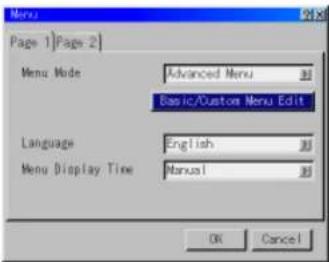 NEC MultiSync SX6000 - Customizing Basic/Custom Menu - 1