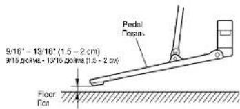 9°16' - 13/16" (1.5 - 2 cm) 9°15 dots - 13/16 dots (1.5 - 2 cm) Pedal Rings Floor on