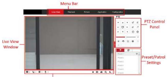 Hikvision DS-2XM6222G0-IM/ND - Descriptions of the live view page: - 1