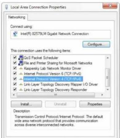 Local Area Connection Properties Networking Connect using: Intel(F) 82579LM Gigabit Network Connection Configure... This connection uses the following items: GoS Packet Scheduler File and Printer Sharing for Microsoft Networks Kaspersky Lab Network Monitor Driver Internet Protocol Version 6 (TCP/IPv…
