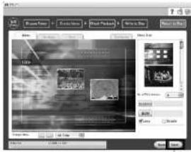 Screenshot of a software interface with menu options and image thumbnails, likely from an older media or video editing tool.