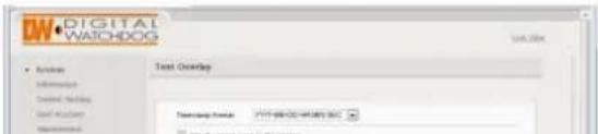 Digital Watchdog MegaPix DWC-MV950TIR - Setup > Video / Audio > Text Overlay - 1