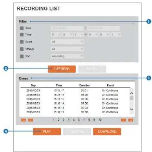 Digital Watchdog MegaPix DWC-MV74Wi6 - Setup - Record Setup Recording List - 1