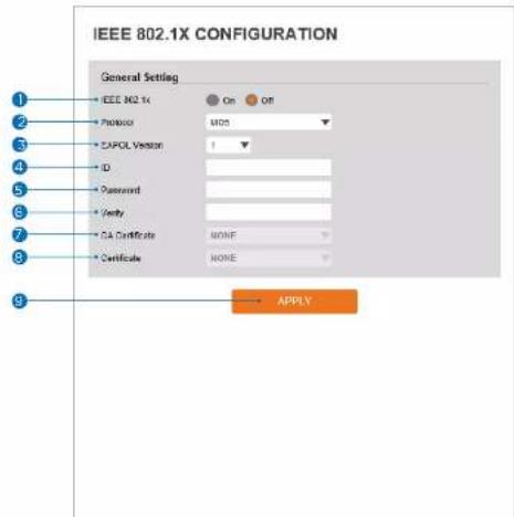 Digital Watchdog MegaPix DWC-MVA2WiAT - Setup - Security Setup IEEE 802.1X Configuration - 1