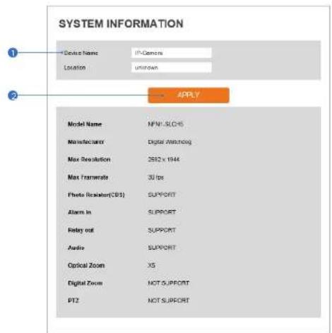 Digital Watchdog MegaPix IVA+ DWC-MPVA5WI28T - Setup - System Setup System Information - 1