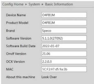 Speco Technologies O4IB1 - System Information - 1