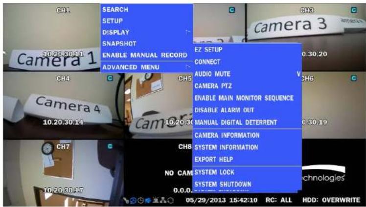 Speco Technologies ZIPK88B2 - 4-0. Setup - Main Live Screen - 1