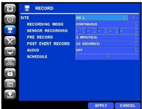 Speco Technologies ZIPKIT4D1 - 4-3. Setup - RECORD Mode - 1