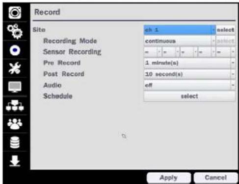 Speco Technologies ZIPL4B1 - 4-3. Setup - RECORD Mode - 1