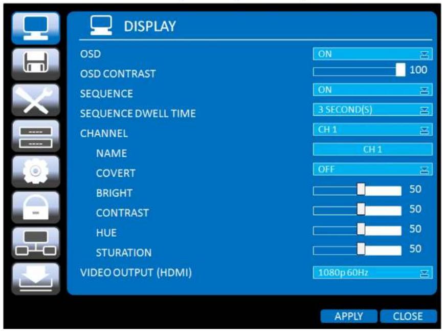 Speco Technologies DVR82HD - 4-2. Setup - DISPLAY - 1
