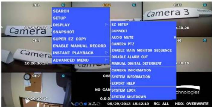 Speco Technologies ZIPL4D1 - 4-0. Setup - Main Live Screen - 1