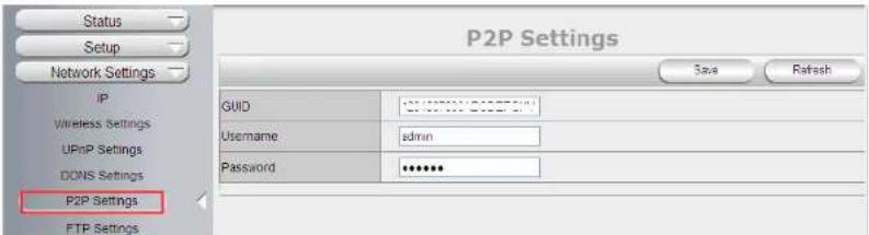Pyle PIPCAMHD82 - P2P Settings - 1