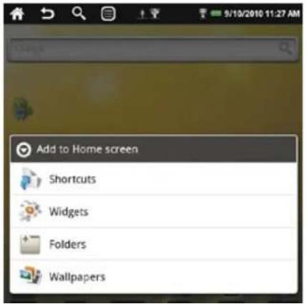 Velocity Micro Cruz Reader SE R100 - Adding Widgets to Your Home Screen: - 1