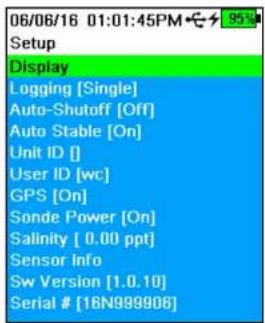 YSI EXO1 ProDSS - Handheld Menu - 1