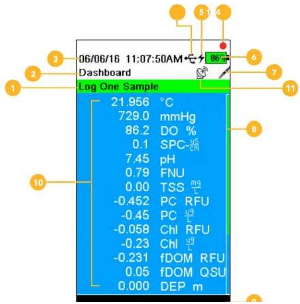 YSI EXO1 ProDSS - Dashboard screen description - 1