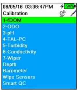 YSI EXO1 ProDSS - Calibration Menu - 1