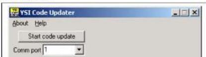 YSI Code Updater About Help Start code update Comm port 1