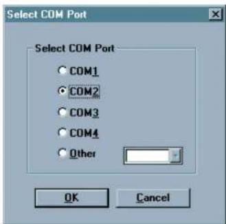 Select COM Port Select COM Port COM1 COM2 COM3 COM4 Other OK Cancel