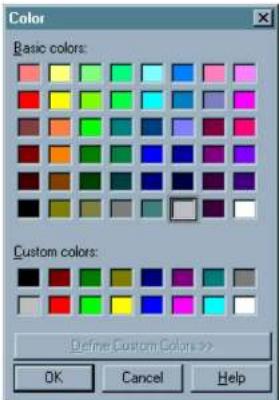 Color Basic colors: Custom colors: Define Custom Colors >> OK Cancel Help
