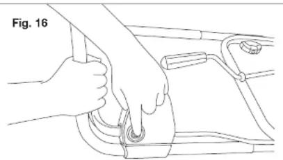 Line drawing of hands performing a manual task on a car interior (no text or symbols)