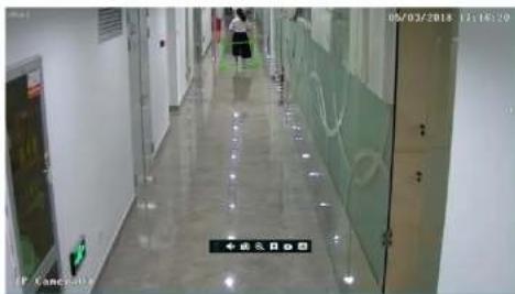 Street photo with visible store signboards and a person walking along a long, empty corridor