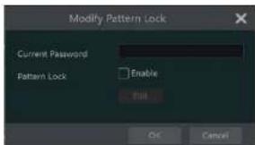Modify Pattern Lock Current Password Pattern Lock Enable OK Cancel