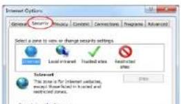 Internet Options General Security Privacy Content Connections Programs Advanced Select a zone to view or change security settings. Local Insetted Shared sites Restricted sites Preference This zone is for Internet switches, except those linked to located and restricted zones.