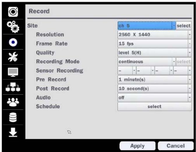 Speco Technologies D16WHUM - 4-3. Setup - RECORD Mode - 1
