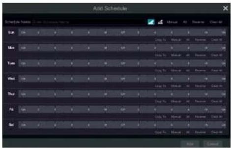 Add Schedule Schedule Name: 12.000 Subscale Name: Sun Sun Month Time Wed Thru Fri Sat Start Next Manual All Revelers Close All Long To: New Previous Close All Long To: New Previous Close All Long To: New Previous Close All Long To: New Previous Close All Long To: New Previous Close All Long To: New Previous Close All Long To: New Previous Close All Long To: New Previous Close All Long To: New Previous Close All End Cancel