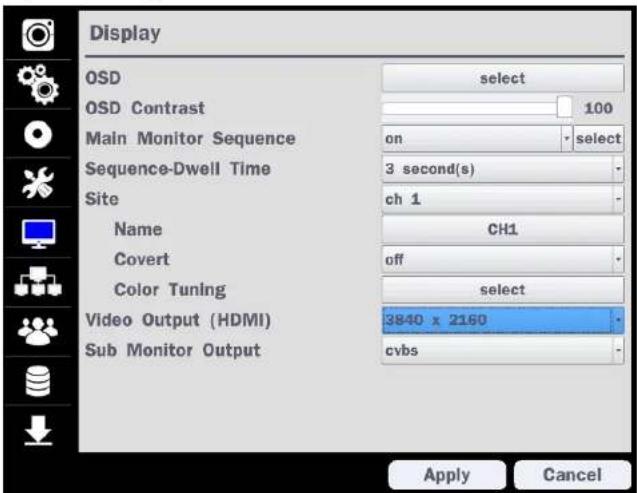 Speco Technologies D8WHUM - 4-5. Setup - DISPLAY Mode - 1