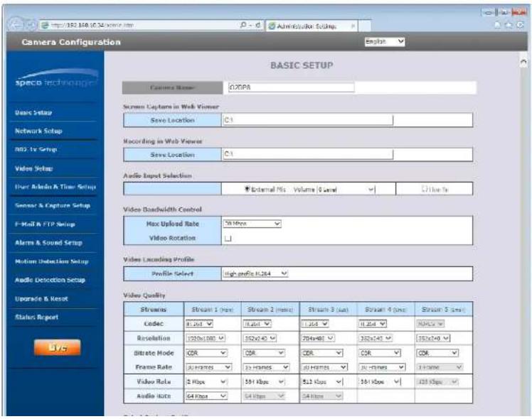 Speco Technologies O2i695 - Layout of the admin page - 1
