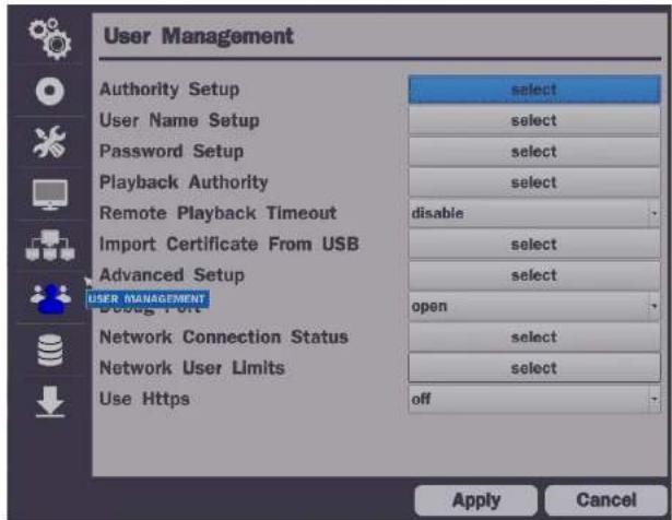 Speco Technologies D4WVNP - 4-7. Setup - User Management Mode - 1
