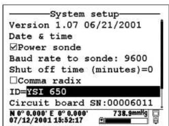 YSI 6432AF - SETTING UP THE 650 - 1