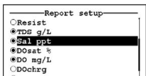 YSI 6432AF - Example 1: Setting up the Report Output – Activation of the Salinity Parameter - 4