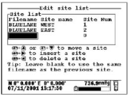 YSI 6432AF - LOGGING OF DATA FROM SEVERAL DIFFERENT SITES TO THE SAME FILE - USE OF A "MULTI-SITE" LIST - 10