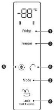 -88 °C Fridge Freezer Mode Lock Hold 3 seconds