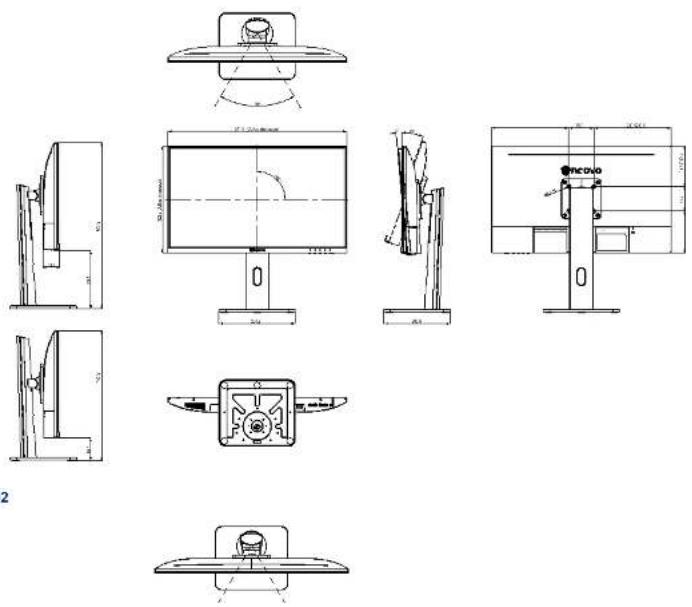 AG Neovo MH2702 - Display Dimensions - 1