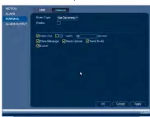 FLIR DNR516P4 - To configure network warnings: - 1
