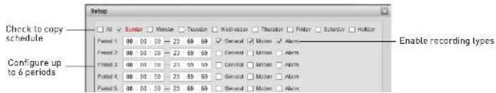 FLIR SyncroIP DNE12TL22 - To configure the recording schedule: - 1