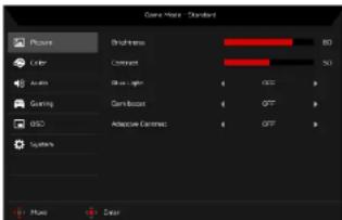 ACER NITRO RX241YP - Adjusting the Picture - 1