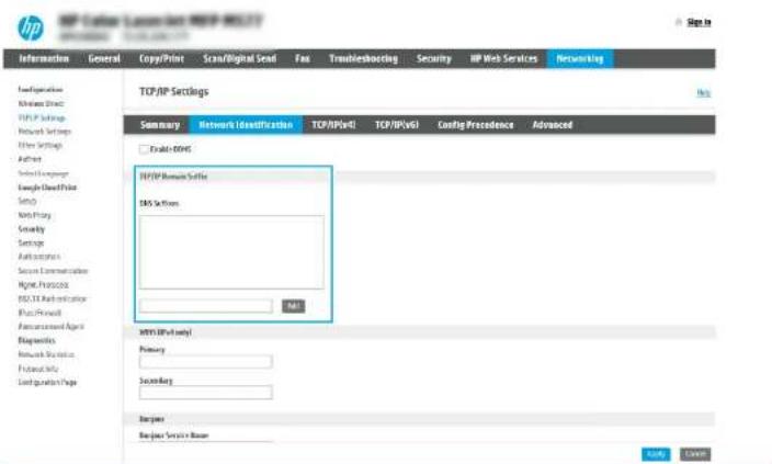 HP PageWide Enterprise 785f - Step two: Configure the Network Identification settings - 2