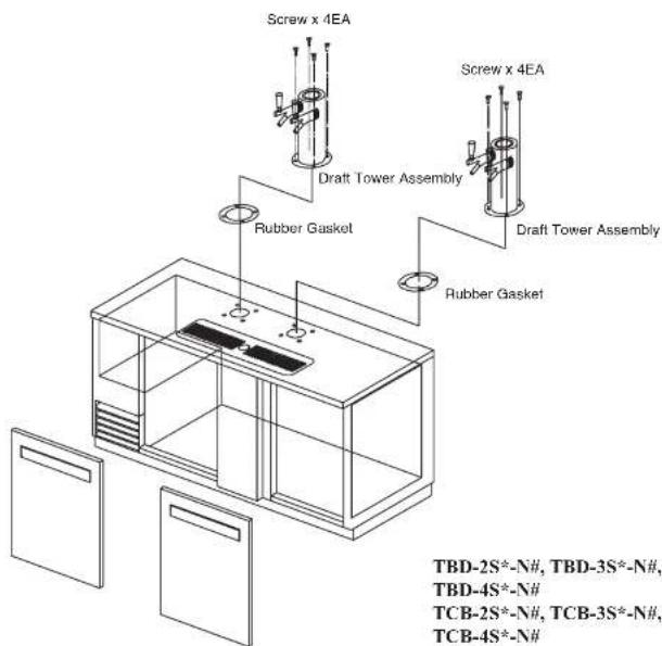 Turbo air TCB-4SD-N - DRAFT ARMS TOWERS INSTALLATION SCHEMATIC DIAGRAM - 1