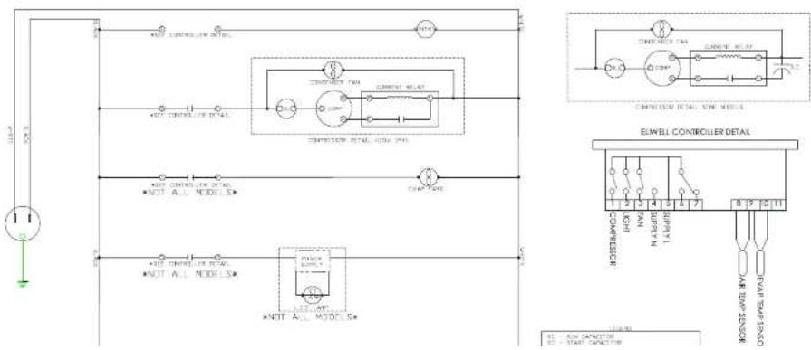 Beverage-Air MMFR72HC-1-B-SW-282 - FOR THE SERVICE TECH - WIRING DIAGRAM FOR REFRIGERATOR SECTION WITH ELIWELL CONTROLLER - 1