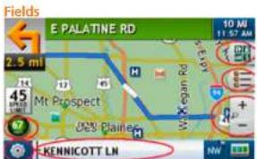 Fields E PALATINE RD 2.5 mi 45 Mt Prospect 87 DEN Raines Wt X-pan Rd 10 Mi 11:57 AM KENNICOTT LN