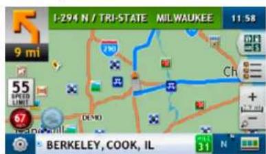 1:294 N / TRI-STATE MILWAUKEE 11:58 9 mi 55 SPEED LIMIT 67 Berkkeley, COOK, IL CH DENO 31 N