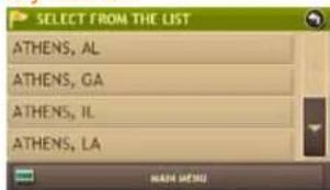 SELECT FROM THE LIST ATHENS, AL ATHENS, GA ATHENS, IL ATHENS, LA
