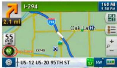 I-294 2.1 mi 55 SPEED LIMIT 67 US-12 US-20 95TH ST 168 MI 9:50 PM Oak La Hh DEMO US-12 US-20 95TH ST