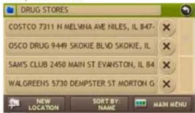 DRUG STORES COSTCO 7311 N MELVNA AVE NILES, IL 847- OSCO DRUG 9449 SKOKIE BLVD SKOKIE, IL SAM'S CLUB 2450 MAIN ST EVANSTON, IL 84 WALGREENS 5730 DEMPSTER ST MORTON G NEW LOCATION SORT BY NAME MAIN MENU