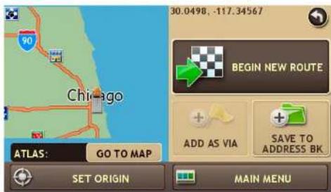 30.0498, -117.34567 BEGIN NEW ROUTE ADD AS VIA SAVE TO ADDRESS BK ATLAS: GO TO MAP SET ORIGIN MAIN MENU