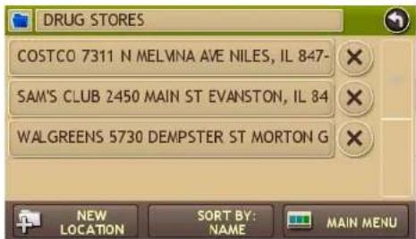 DRUG STORES COSTCO 7311 N MELVNA AVE NILES, IL 847- SAM'S CLUB 2450 MAIN ST EVANSTON, IL 84 WALGREENS 5730 DEMPSTER ST MORTON G NEW LOCATION SORT BY: NAME MAIN MENU